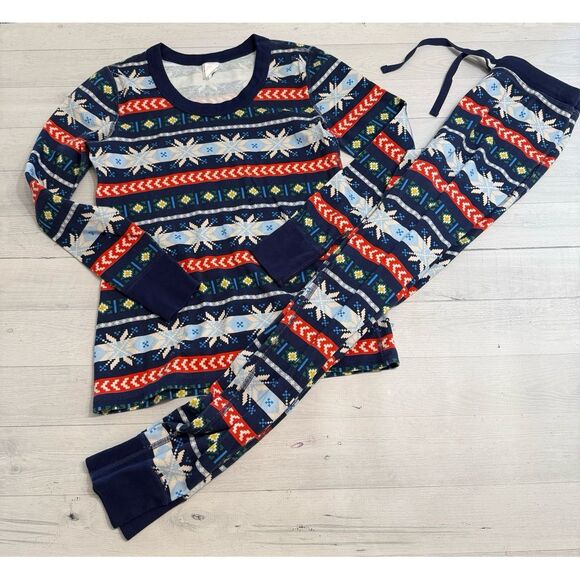 Hanna andersson adult long john pajama set Scandi Snowflake‎ Fairisle small - Picture 1 of 9